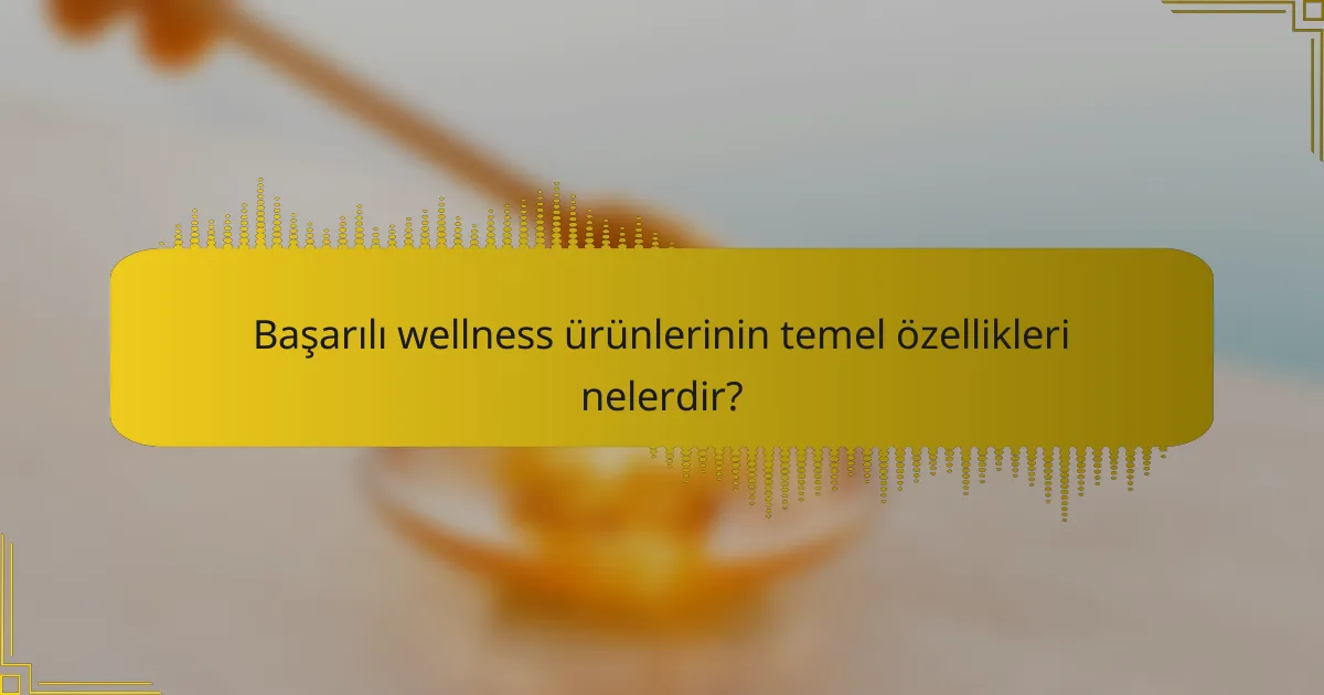 Başarılı wellness ürünlerinin temel özellikleri nelerdir?