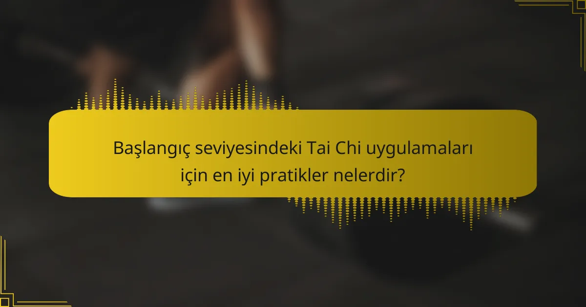 Başlangıç seviyesindeki Tai Chi uygulamaları için en iyi pratikler nelerdir?