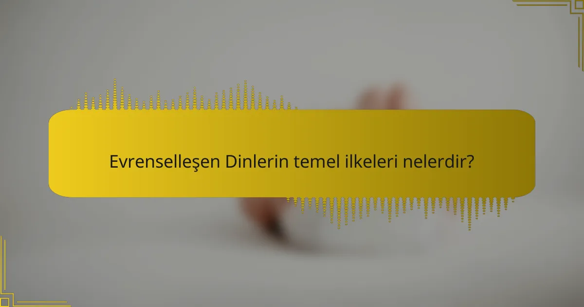 Evrenselleşen Dinlerin temel ilkeleri nelerdir?