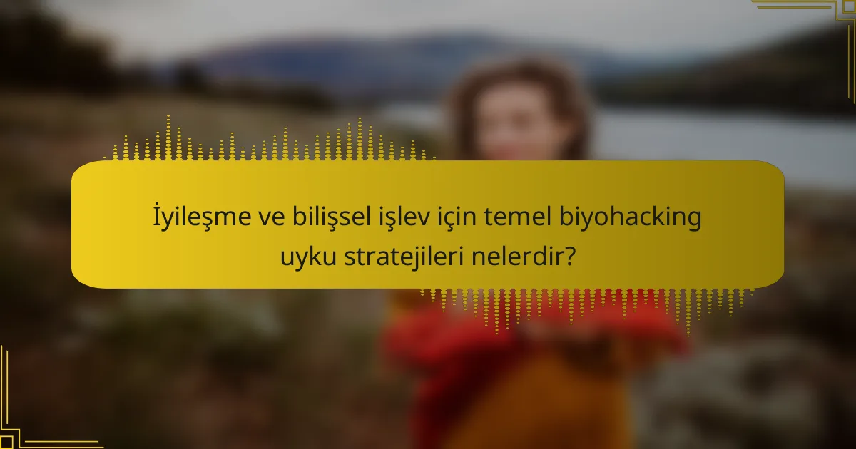 İyileşme ve bilişsel işlev için temel biyohacking uyku stratejileri nelerdir?
